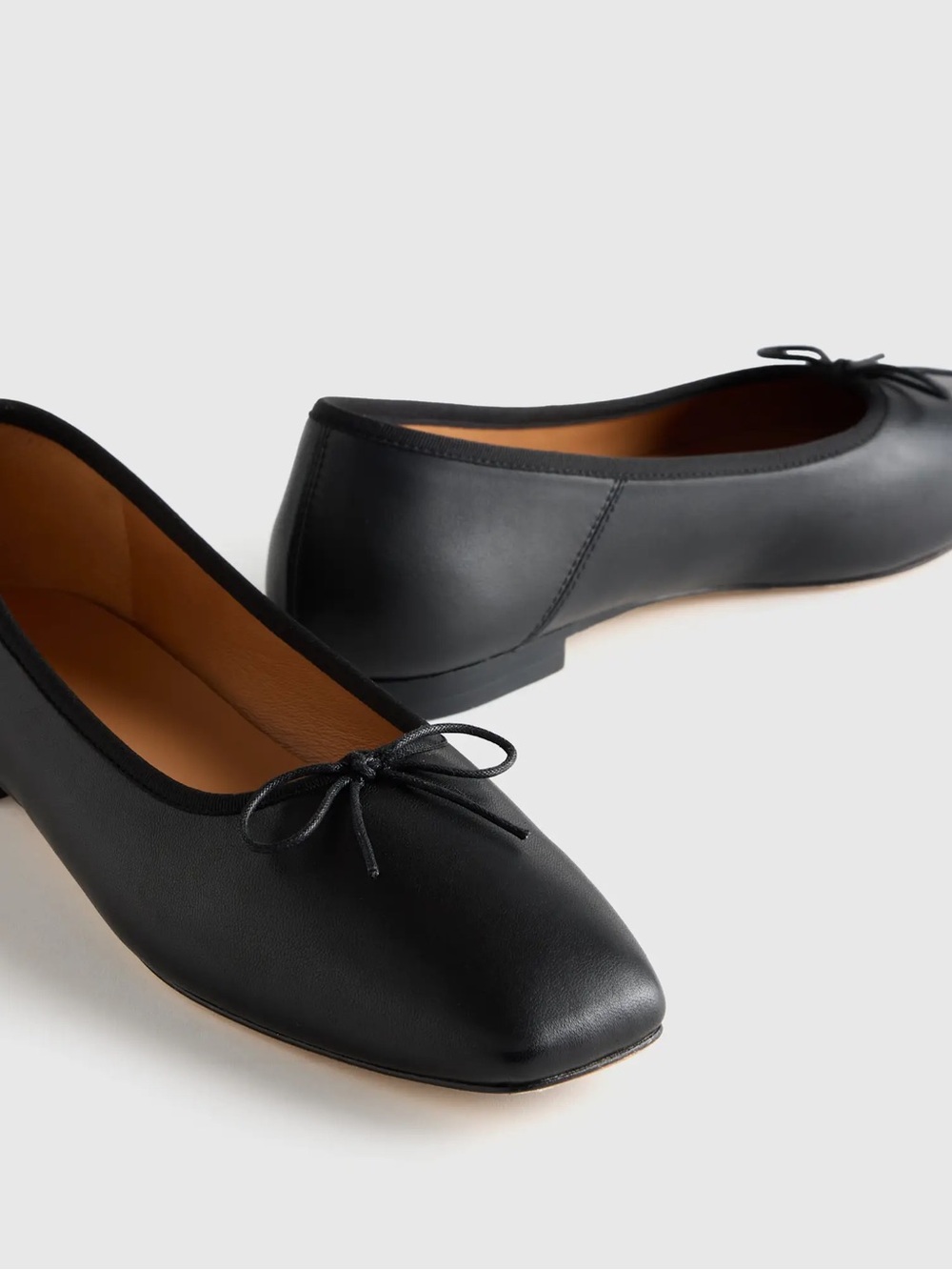 Quince Black Leather Ballet Flats